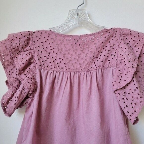 A NEW DAY Eyelet Ruffle Puff Short Sleeve Pink Size XS - Picture 5 of 9